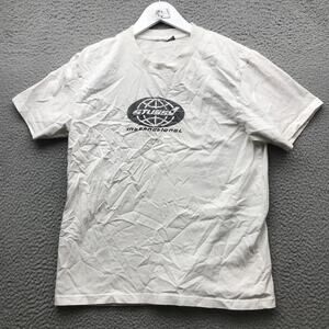 Stussy International Globe T-Shirt Mens Medium M Short Sleeve Crew Neck White